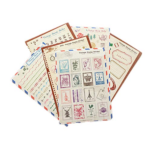 YPSelected El conjunto de 6 hojas Craft Dairy Sello Deco pegatinas de papel de la etiqueta engomada del libro de recuerdos regalo