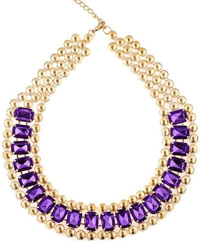 Isis Purple Crystal Embellished Gold Collar Necklace Fashuun Village