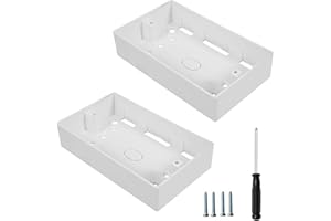 ZKFSIE 2 Gang Surface Mount Back Box, Double Socket Back Box with Screwdriver and Screws, Light Switch Back Box for Wall Mounting, 146 x 86mm White Socket Box for Electrical Installations