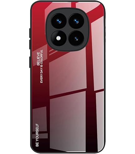 SEAHAI Coque Pour Xiaomi Redmi Note 14 Pro 5G / POCO X7 5G, Ultra Mince Silicone TPU Souple Bumper Étui Arrière Mode Dégradé De Couleur En Verre Trempé Housse Antichoc Case, Rouge