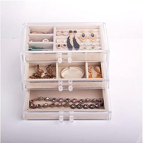 Acrylic Jewelry and cosmetic Storage Makeup Organizer Case Display Boxes Set 2 drawers,Stylish vanity Bathroom case-A