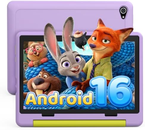 Laptok Android 16 Tablet Bambini 10 pollici, Tablet per Bambini 24 GB+64 GB, espandibile 1 TB, 6000 mAh, modalità ufficio, schermo diviso, 5 MP+8 MP, WiFi 6, BT 5.4, custodia resistente ai bambini