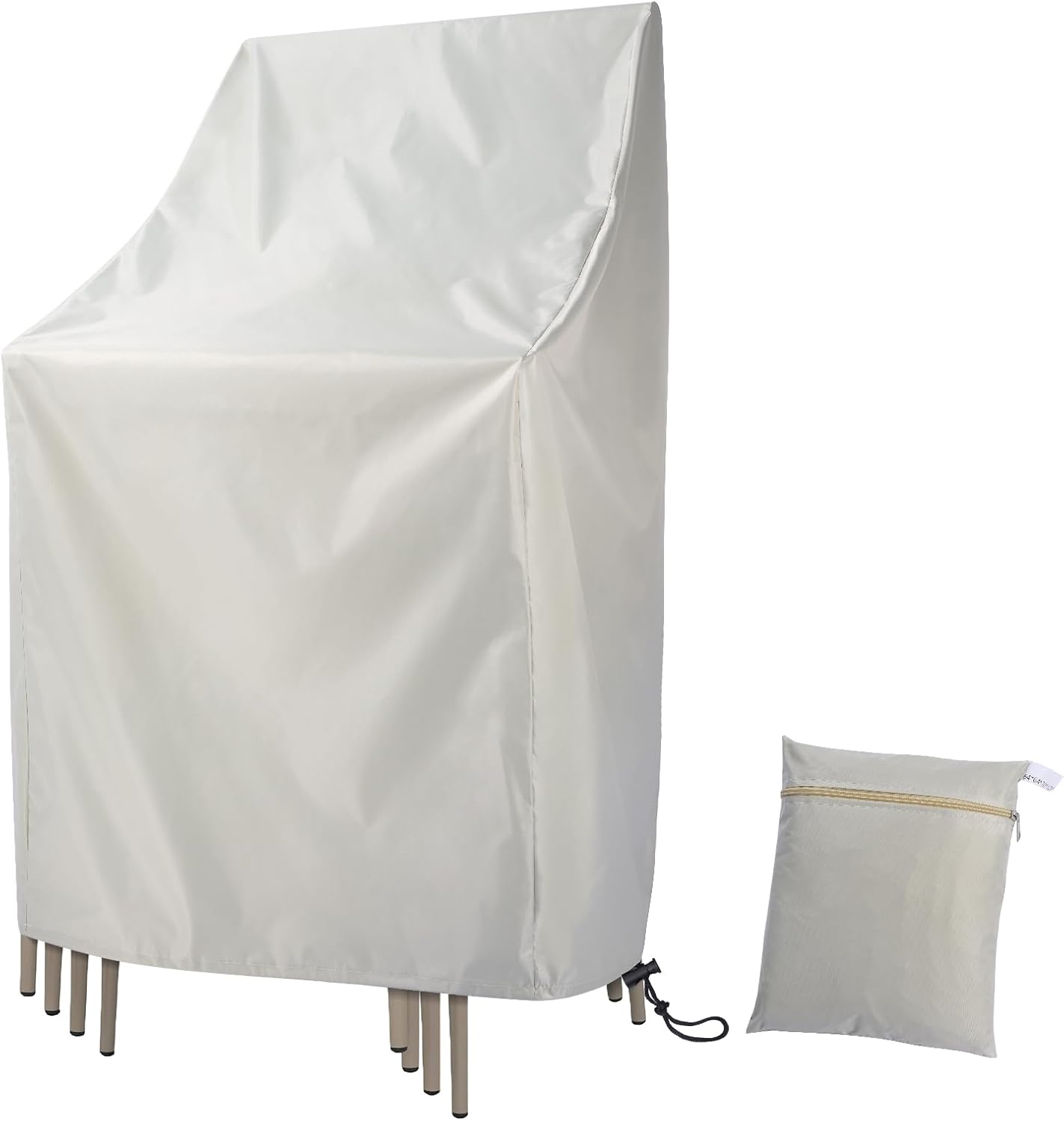 Fachmach Funda para Sillas Apiladas Impermeable Fundas Sillas Terraza Exterior con Cordón,210D Oxford Protectora Sillas de Jardin,64x64x120/70CM (Beige)