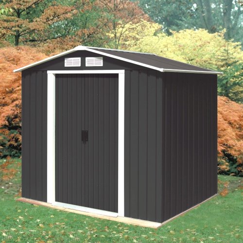 Madrid 6ft x 4ft Anthracite Metal Shed - Garden Rattan 