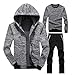 Produktbild BaZhaHei Herren Winter Warm Trainingsanzug Mit Kapuze Zwei-Teilig Casual Sportanzug Langarm Freizeitanzug Stehkragen Freizeitanzug Jogginghose + Zip Sweatshirt Oberteil