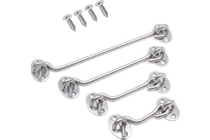 Molinter Sturmhaken Schiebetür Schloss Scheunentor Kabinenhaken Edelstahl Ösenverriegelung mit Schrauben für Türen Garagentor Fenster Bad Schlafzimmer (Länge: 100mm, Silber)