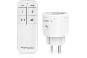Enchufe con Mando a Distancia - GreenSun Enchufe Inteligente con Mando Interruptor Inalambrico Temporización 16A 3600W