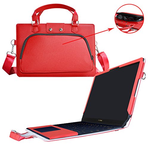 ZenBook 3 UX390UA Case,2 in 1 Accurately Designed Protective PU Leather Cover + Portable Carrying Bag For 12.5" ASUS ZenBook 3 UX390UA Series Notebook,Red