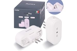 Presa smart Aunics, Presa alexa, Mini Presa wifi ITALIANA, 2 Pezzi Presa intelligente 15A compatibile con Google home, Amazon Alexa accessori, Smart life, Smart plug per Casa intelligente Domotica