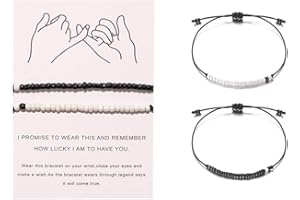 MENGCAT Pinky Promise Distance Bracelets assortis, pour les couples, Meilleur ami Bracelet Cadeaux Copain Petite amie, Lui et elle, Femmes Hommes