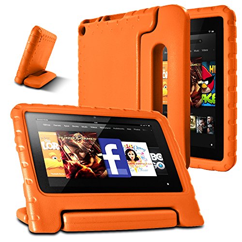 AFUNTA Feuer 7 2015 Fall, geringes Gewicht Shock Proof Convertible Griffhalterung EVA Schutz Kinder-Kasten für Amazonas Feuer 7-Zoll-Display-Tablet (5. Generation - 2015 Veröffentlichung Only) -Orange