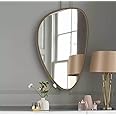 Alfa Design Asymmetrical Mirror with Brown Frame - 24x17 Inch | Fancy Decorative Mirror for Bathroom, Living Room, Bedroom & Vanity | Stylish & Durable Modern Home Decor