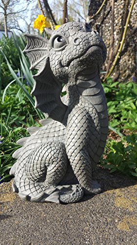 Süsser Gartendrache schaut nach oben Drache Figur Gartenfigur - 2