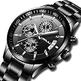Herren Uhren Männer Militär Wasserdicht Sport Chronograph Schwarz Edelstahl Armbanduhr Design Business Datum Kalender Modisch Quarzuhr