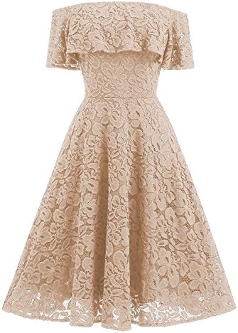 BEIJG Women's Off Shoulder Sleeveless Lace Formal Retro Vintage Swing Party Cocktail Dresses Knee long S-XXL