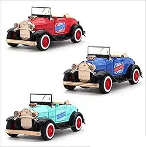 Emob Classic Battery Operated 1:36 Die Cast Metal Pull Back Vintage Car Toy with Light and Sound Features(Assorted Color & Cars) (1 PCS)