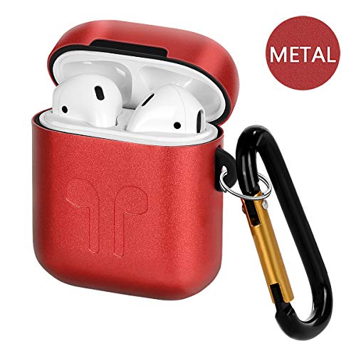 Carcasa de Metal Compatible con Airpods, Funda portátil de Silicona y Metal de Doble Capa con Llavero de Repuesto para Airpods, antipérdida, a Prueba de Golpes, a Prueba de Polvo y arañazos