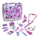 Arshiner Maletín de Médico con los Herramientos Morados Juguete de Doctor y Enfermera para Niños