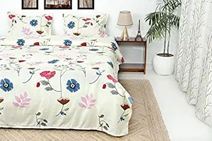 Rayna Decor Premium Cotton Soft Satin Weave 200 TC Printed Double Bed Sheet with 2 Pillow Covers (90X100 Inches,Multicolor..!!)