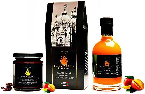 Christmas Gift! 100% ARABICA Ground Coffee Italian Blend 250 gr + Chocolate &amp; Camerun Mango Fruit Spread 215 gr + Camerun Mango Fruit Vinegar 215 gr