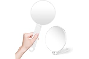 Sternstunde Miroir à Main, 4,5 Pouces/11,5 Cm Miroir à Main avec PoignéE, Petit Miroir, Miroir Maquillage, Miroir CosméTique Portable, pour Le Maquillage Et La Coiffure (Rond)