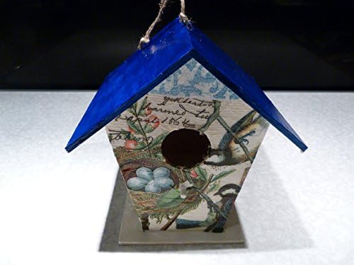 Decrotive handcrafted Decoupage bird house nesting box, birds, nest, eggs, ideal gift