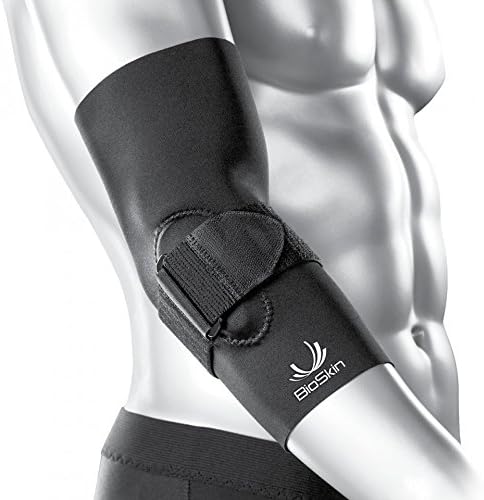 BioSkin Hypoallergenic Elbow Compression Sleeve with Gel Pad and Supportive Strap for Pain Relief from Tennis Elbow and Golfer's Elbow - (XXL)