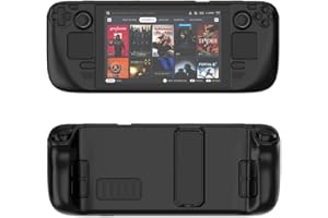 ZOAZR Funda Protectora de Colores Apto para Steam Deck Material PC Funda Protectora de Cubierta Completa con Soporte Sensación Agradable a la Piel Accesorios para Consola de Juegos (Black)