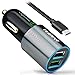 Produktbild HANFU Quick Charge 3.0 Car Charger Dual USB Fast Port Adapter 6.5a 34w Universal Metal Blue Ring LED for Type C Nexus 6 iphone 7 6 6s Plus Android Apple Mobile Device Samsung Note S6 S7 Edge ipad Rapid Charge QC3.0 Splitter