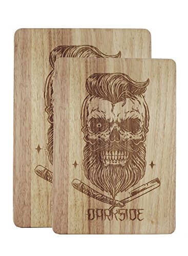 Bearded Skull echtes Darkside Gravur Holz Servierbrett Schneidebrett Large 35x24x1.5cm braun - 3