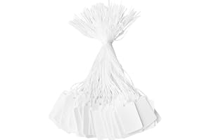 Chstarina Pack of 200 Price Tags, Price Labels with Thread, Labels for Labelling, Small Paper Labels, Label Tags for Flea Market, Jewellery, Display Clothing, 23 x 13 mm