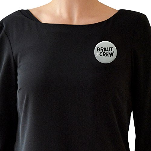 6 Frau Wundervoll JGA Buttons hellgrau – Braut Crew, Ø 5,6 cm – Junggesellinnenabschied / Hen Party / Anstecker - 4