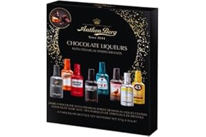 SOOLAR Anthon Berg, Cioccolatini con liquori di marchi famosi con biglietto festivo, 12 bottiglie da 187 g, con un delizioso ripieno liquido