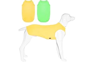 Kickred 2 Pack Dog Shirts, Summer Lightweight Pet T-Shirts, Dog Clothes T Shirt Vest Soft And Thin, Sleeveless Vest Dog Clothes - Grass Green+lemon Yellow (L)