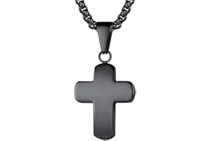 FaithHeart Collana con Crocifisso INRI Ciondolo con Croce di Gesù per Uomo Gesù Cristo sulla Croce con Catena da 50+5 cm in Argento/Oro/nero/Oro rosa (Confezione Regalo e Personalizzabile)