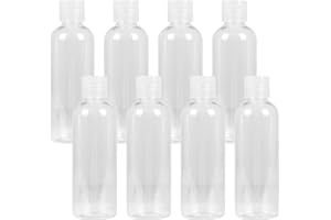 FINDIR 8Pcs Bouteilles de Voyage 100ml Flacons Vide de Voyage Flacon Voyage Avion Transparent Petite Bouteille Plastique pour Cosmétiques Lotion Démaquillant Shampoing Gel Douche
