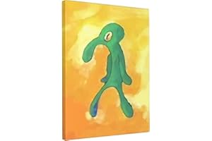 YOIMCKAY Toilette Badezimmer Deko Bild, Thaddäus Gemälde Leinwand Bilder für Schlafzimmer Squidward Painting Bild mit Rahmen Wohnzimmer Badezimmer Deko, Wasserfest, Kunstgemälde Toll Als Geschenk 20x30cm
