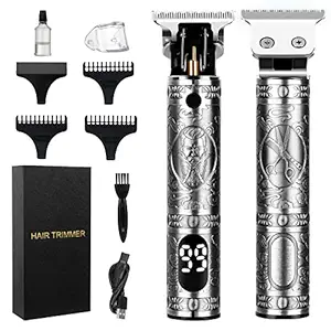 Hair Trimmer for Men, Electric Beard Trimmer, Zero Gapped Cordless Trimmer, Rechargeable T-Blade Trimmer, Professional Hair Clippers for Men, Shaver Hair Cutting Kit with LCD Display, Gifts for Men