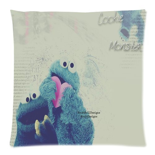Custom Comfortable Style Zippered Pillowcase, Funny Cute Cookie Monster PillowCase Pillow Cases Covers Standard Size 20"x20"(two sides) Cushion Cover Sofa Bed PillowCases Cover