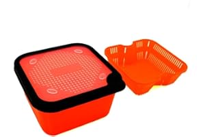 VOOTNIFIG 2-in-1 Pellet Strainer Kit With Inner Frame for Carp Fishing Redworm Bait Box Tackle Storage Container 16.5x16.5cm(5.5-OS)