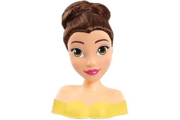 Disney Princess Belle Tête de Coiffure Mini 14 cm avec Brosse à Cheveux pour Le Plaisir de coiffer à partir de 3 Ans Just Play