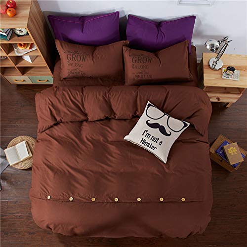 Solid color Duvet Cover Sets 4pcs, Reversible - Soft Breathable Skin-friendly Easy Care Durable Polyester Bedding Set - Machine washable,12,220 * 240cm