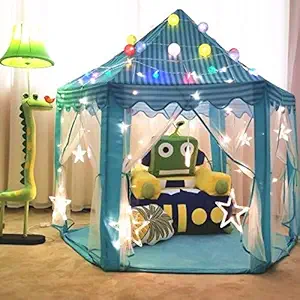 Goyals Baby Kids Dream Castle Theme Play Tent House for Children Play Indoor Outdoor Games, Big Size 1-10 Years (Blue)