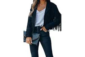 J5fashion Womens Faux Suede Fringes Jacket