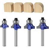 Bestgle 4 Pcs 1/4 Inch (6.35mm) Shank Router Bits Round Corner Router Bit Router Bit Router Bit 4 Pcs Burrs for Wood, DIY Fur