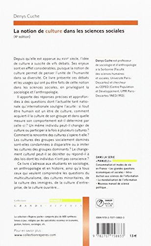 Denys CUCHE La notion de culture dans les sciences sociales filetype pdf