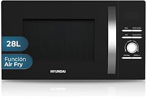 Hyundai Microondas 28 Litros Convección Negro HMWAF28900GN. 900W, 8 Programas, Modo Descongelación, Revestimiento Interior, Fácil Limpieza, Temporizador 60min.
