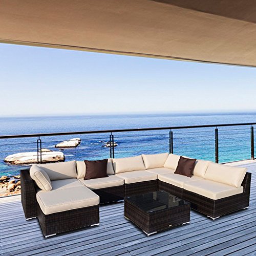 Outsunny Gartenmöbel 25 teilig Polyrattan Sofa Sitzgruppe Alu Rattan mix inklusive Kissen, braun