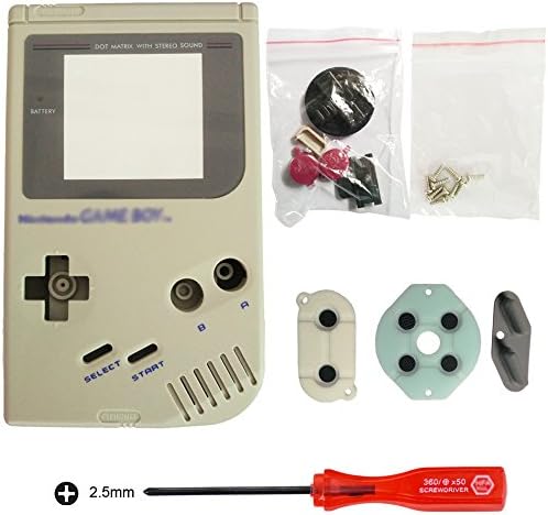 iMinker Full Housing Shell Pack Case Cover Replacement Parts with Open Tools for Nintendo Gameboy GB Console (Gray)