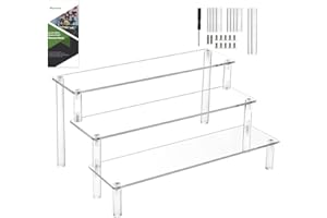 Worown Acrylic Riser Shelf, 3-Tier Clear Display Stand, Clear Display Riser Shelf for Cupcake, Trophy, Perfume, Figures, Cosmetics, Jewelry, Collections and Party Desserts